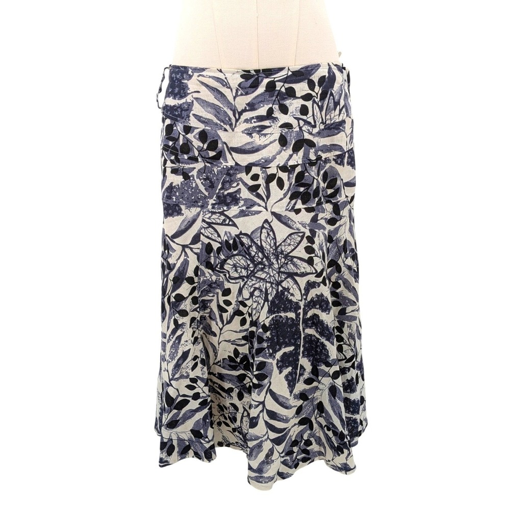 Linea Domani Linen Blend Floral Midi Skirt Cottagecore Coastal‎ Size 8